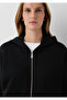 Zippered Basic Sweatshirt Black - 6