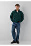 M0S10208 Logo Printed Semi-Zipper Men's Sweatshirt Green - 2