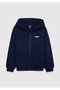 Hooded Zippered Navy Blue Sweatshirt 6S10203-84371 - 2