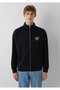 M0S10655 Logo Printed Zippered Men's Sweatshirt Black - 3
