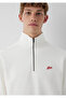 Patch Embroidered Semi-Zipper Ecru Sweatshirt 10613 - 6