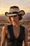 Ethnic Textured Camel Straw Cowboy Style Hat - 2