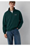 M0S10208 Logo Printed Semi-Zipper Men's Sweatshirt Green