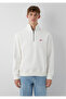 Patch Embroidered Semi-Zipper Ecru Sweatshirt 10613 - 3