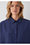 Tencel ™ ) Lyocell Blended Navy Blue Shirt Oversize / Wide Cut 1220468-81617 - 6