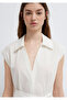 Lace-Up Ecru Midi Dress 1310871-70057 - 6