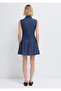 Pleated Navy Blue Short Dress 1310875-82052 - 6
