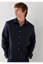 Navy Blue Linen Shirt Regular Fit / Normal Cut 0211960-86623 - 2