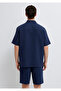 Short Sleeve Navy Blue Muslin Shirt Regular Fit / Normal Cut 0211532-70497 - 5
