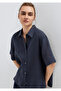 Navy Blue Linen Shirt Oversize / Wide Cut 1211532-85315