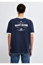 Printed Piping Detailed Navy Blue T-Shirt Loose Fit / Comfortable Cut 0613596-70490 - 5