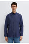 Navy Blue Linen Shirt Regular Fit / Normal Cut 0211961-70718 - 4