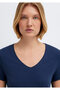 V-Neck Navy Blue Basic T-Shirt Slim Fit / Narrow Fit 1614176-70497 - 7