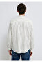 Green Striped Linen Blended Shirt Regular Fit / Normal Cut 0211380-71599 - 6