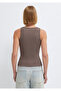 Buttoned Brown Tank Top Fitted / Body-Fitting Cut 1613813-88533 - 5