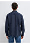 Linen Blend Striped Navy Blue Shirt Regular Fit / Normal Cut 0211979-91592 - 5