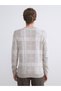 Lcwaikiki Classic Beige Large Size Crew Neck Long Sleeve Plaid Men's Knitwear Sweater - 4