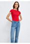 Red Basic T-Shirt Fitted / Bodycon Cut 1613807-82054 - 2