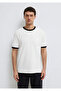 Piped Detail Ecru T-Shirt Loose Fit / Relaxed Comfortable Cut 0613223-70057 - 3