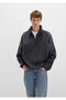 Mock Neck Anthracite Polar Sweatshirt Loose Fit / Comfortable Fit 0110738-80776 - 2