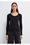 Long Sleeve Black Basic T-Shirt Fitted / Bodycon Cut 1613323-900 - 3