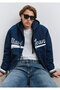 Jeans Printed Navy Blue College Jacket 0110624-89353 - 2