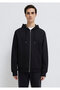 Black Hooded Basic Sweatshirt - Zipper Detailed 0S10277-900 - 4