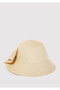 Beige Straw Hat with Bow Detail 1912986-80795 - 4