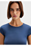 Navy Blue Polyamide T-Shirt Fitted / Fitted Cut 1613500-70718 - 5