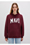 Logo Printed Hooded Claret Red Sweatshirt1600361-85493 - 4