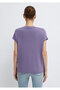 V-Neck Purple Basic Viscose T-Shirt Regular Fit 167714 -70608 - 5