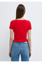 Red Basic Crop T-Shirt Crop / Short Cut 1612374 -70467 - 5