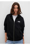 Logo Printed Hooded Zippered Black Sweatshirt 1S10178-900 - 2