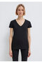 Black V-Neck Stretch T-Shirt - Fitted Cut162769-900 - 4