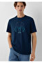 Logo Printed Navy Blue T-Shirt Regular Fit / Normal Cut 0610635-70490 - 2