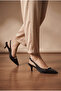 Selene Vita Women's Pointed Toe Open Back Thin Heeled Shoes 0012205 Matte Black - 4