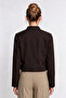 Padded Asymmetrical Crop Woven Jacket Laz0017 Brown - 4