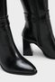 Women's Pointed Toe Side Zipper Gold Belt Buckle Heeled Boots Slord Black - 2