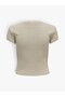Onlelina S/S O-Neck Short Top Jrs Noos Women's Beige Blouse - 15320229 - 2