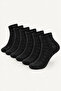 Women's Soft Textured Patterned Black Bamboo Towel Booties Socks – 6-Piece Premium - 2