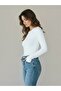 Women's Crew Neck Long Sleeve Fingerless Stretchy Bodysuit T-Shirt - 3