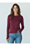 Women's Crew Neck Long Sleeve Fingerless Stretchy Bodysuit T-Shirt