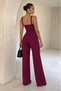 Heart-Shaped Neckline, Cross-Detailed, Wide-Leg Evening Gown Jumpsuit 582147 Purple - 4