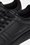 Men's Low-Top Thick Sole Logo Textured 100% Leather Black Sneaker - 4