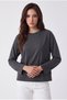 Women's Anthracite Melange T-Shirt Wide Sleeve Crew Neck Long Sleeve T-Shirt - 2