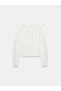 10645 V-Neck Soft Textured Knitwear Sweater-Ecru - 6