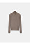 10686 Stand Collar Snap Fastener Knit Sweater-Mink - 5