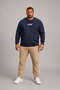Men's Plus Size Crew Neck Sweat Hlsnk 23204 INDIGO