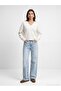 10645 V-Neck Soft Textured Knitwear Sweater-Ecru - 4