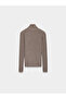 10686 Stand Collar Snap Fastener Knit Sweater-Mink - 6